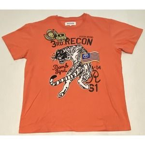 Reason Clothing T-shirt Raised Patched 3rd Recon-Orange-Size Large